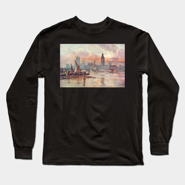 Westminster at Dusk in 1891 Long Sleeve T-Shirt by artfromthepast